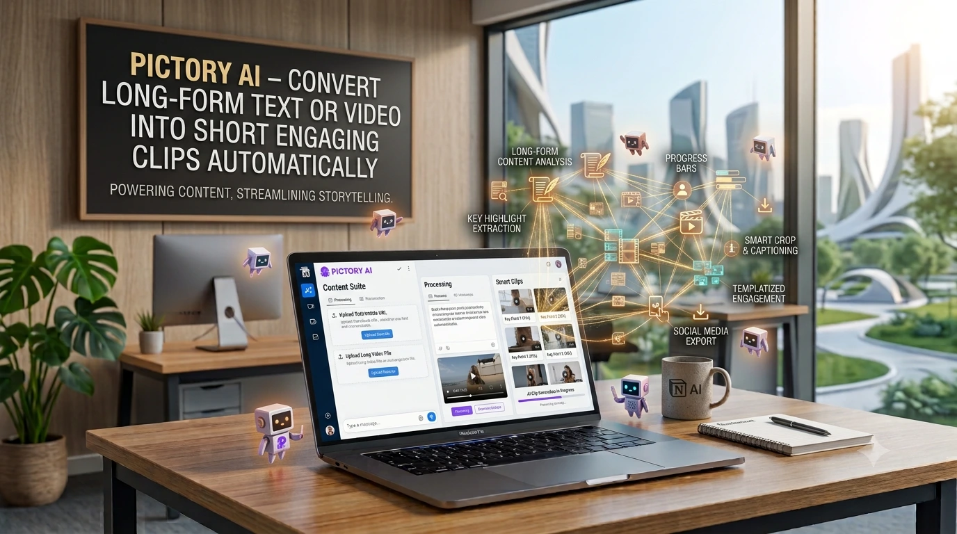 Pictory AI – Convert long-form text or video into short engaging clips automatically